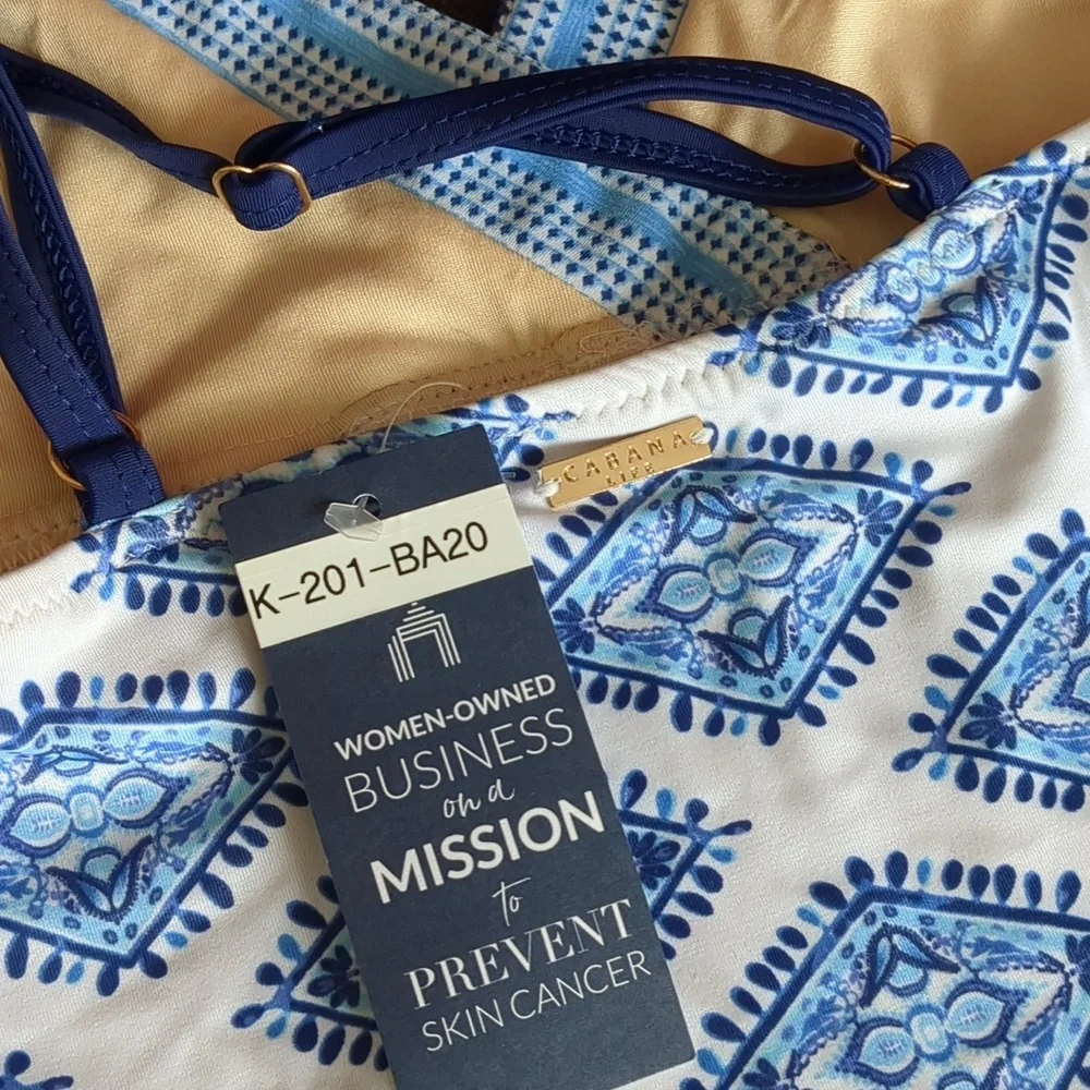 CABANA LIFE Girls Blue Batik Print One Piece Swimsuit UPF 50+ Size 7/8 approx